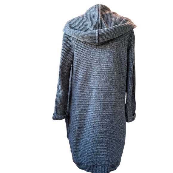Banana Republic Cardigan Sweater Duster Open Knit Hooded Long Sz Medium - Picture 3 of 5